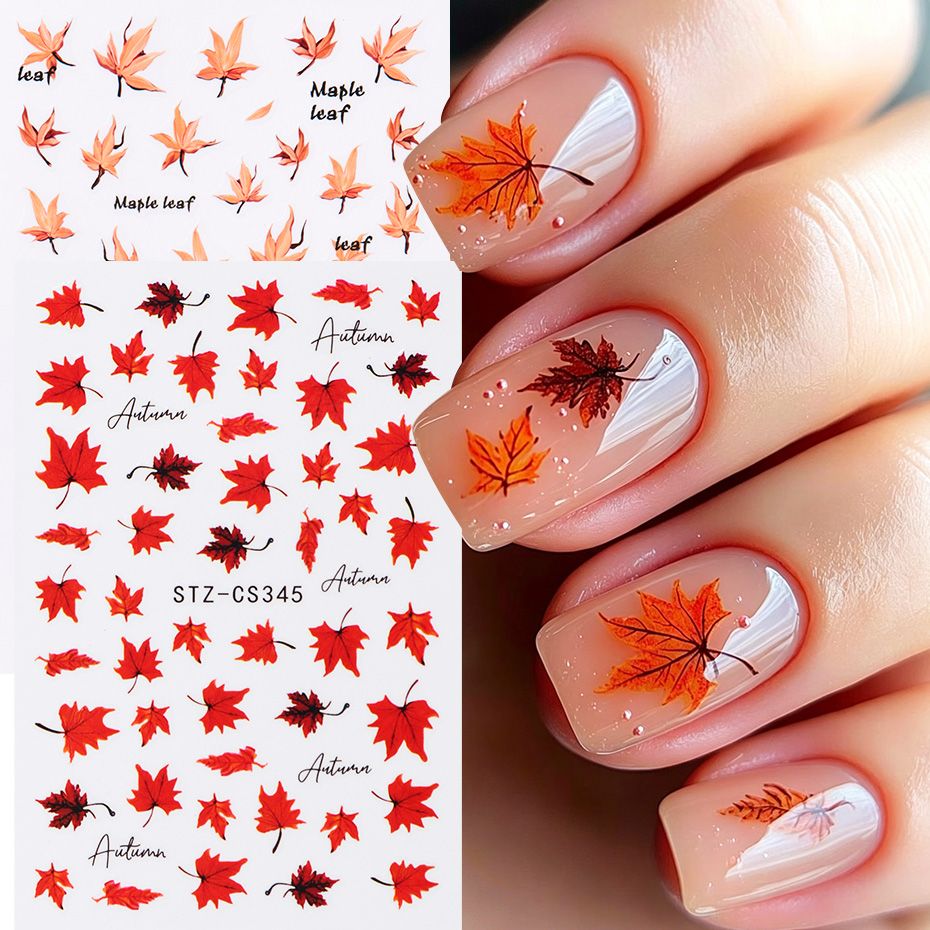 2pcs Watercolor Orange Red Map - Nail Art Orange 评论和价格