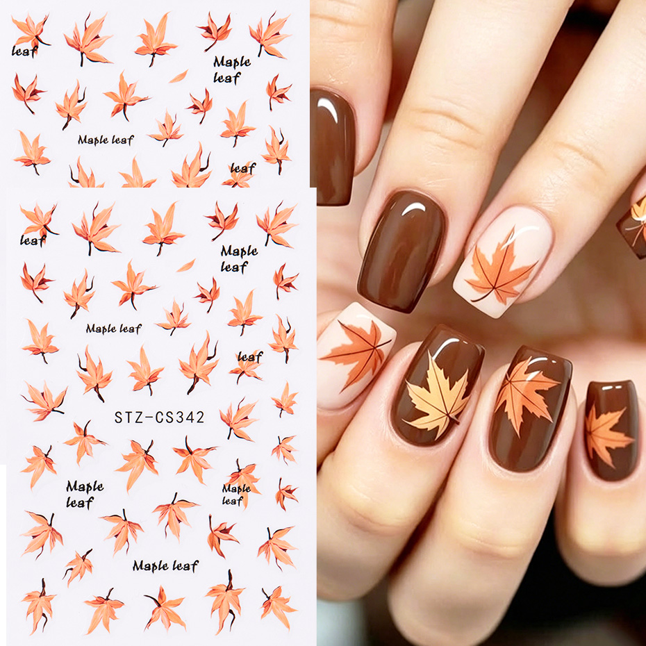 2pcs Watercolor Orange Red Map - Nail Art Orange 评论和价格