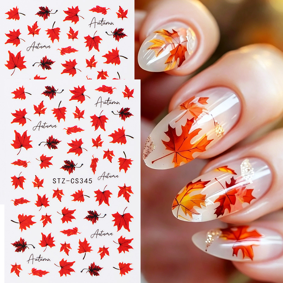 2pcs Watercolor Orange Red Map - Nail Art Orange 评论和价格