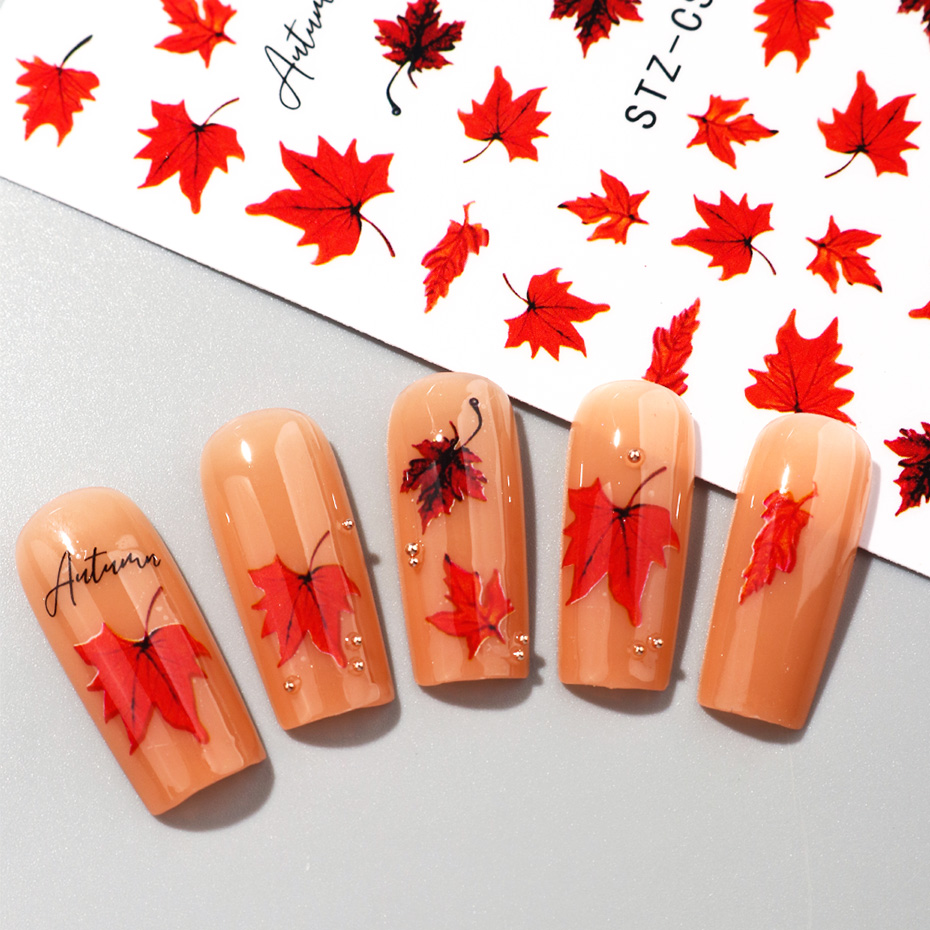 2pcs Watercolor Orange Red Map - Nail Art Orange 评论和价格