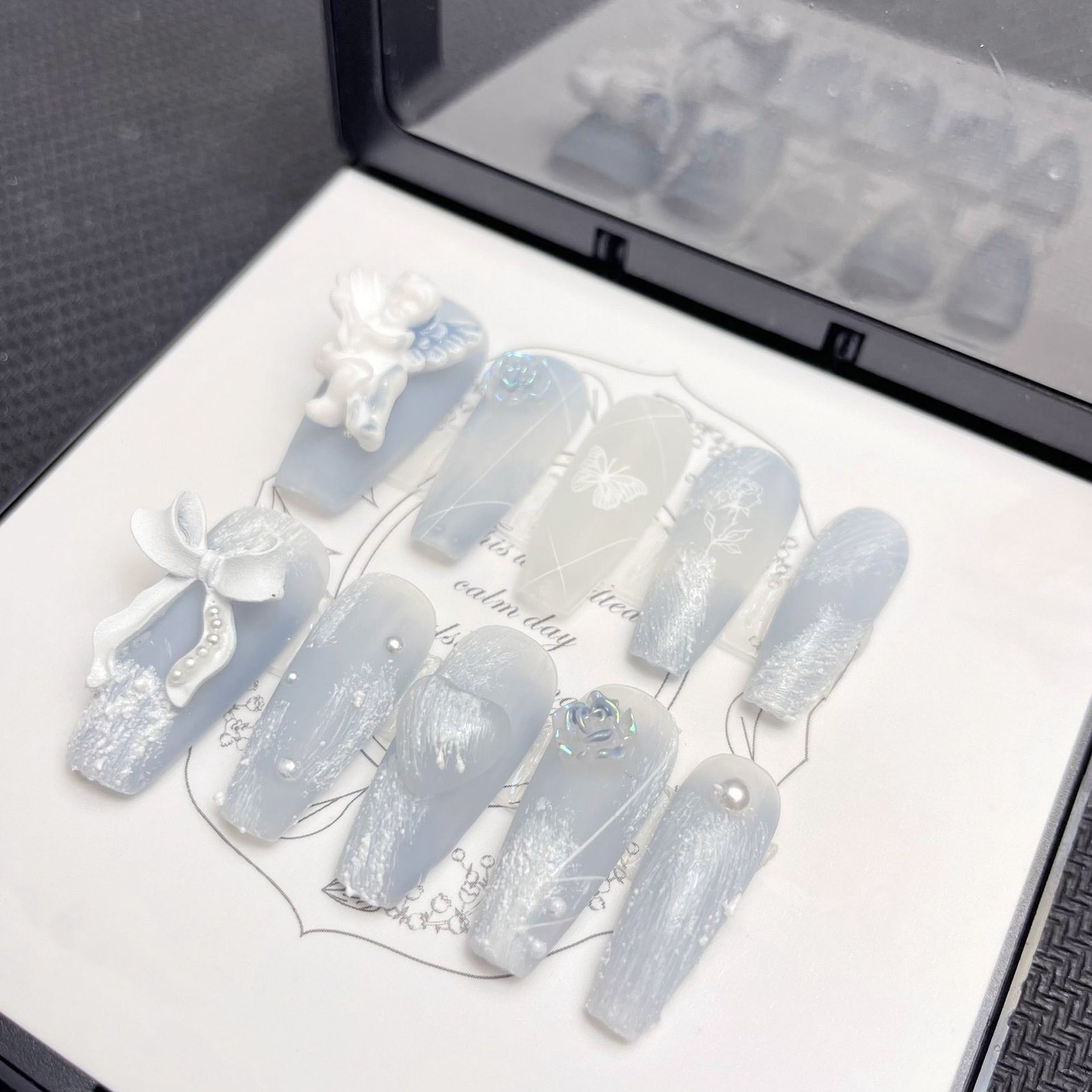 3D Plaster Angel False Nails G - Nail Art Press On 评论和价格