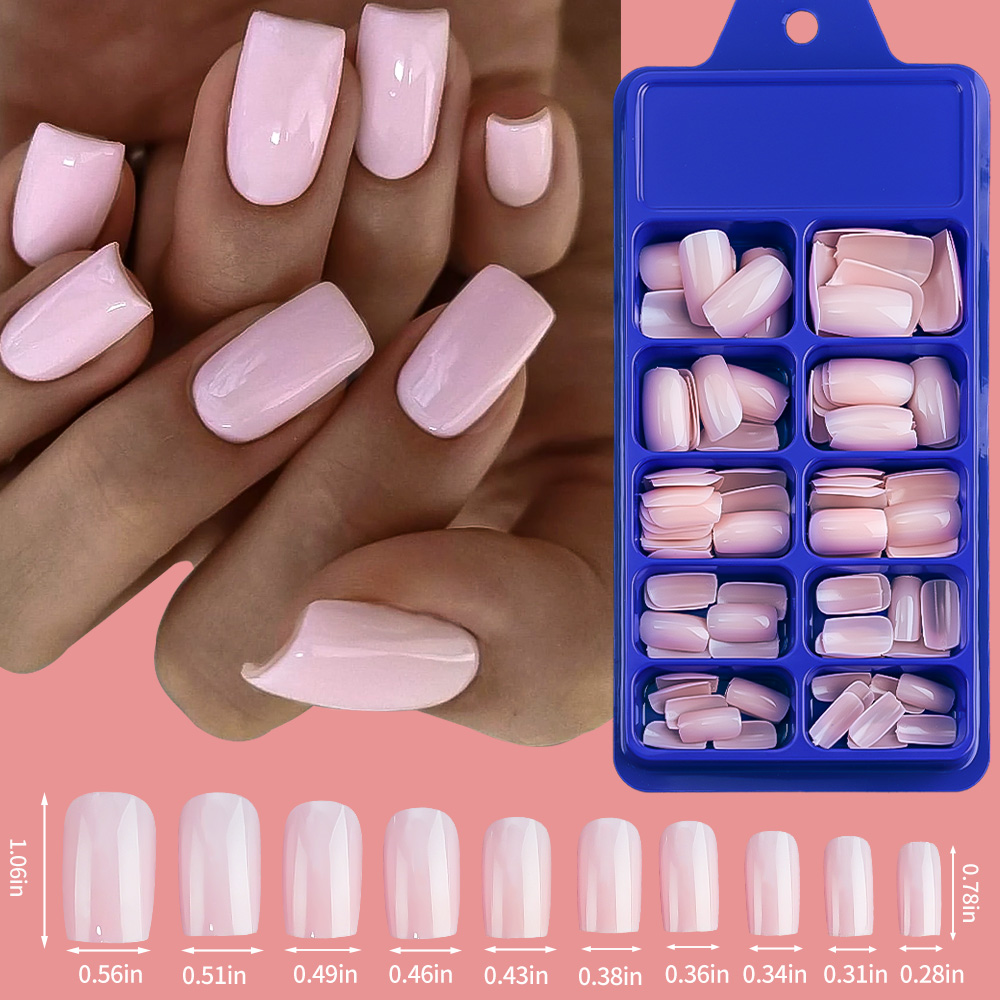 100/120pcs Pink White Press On - Nail Art Ombre 评论和价格
