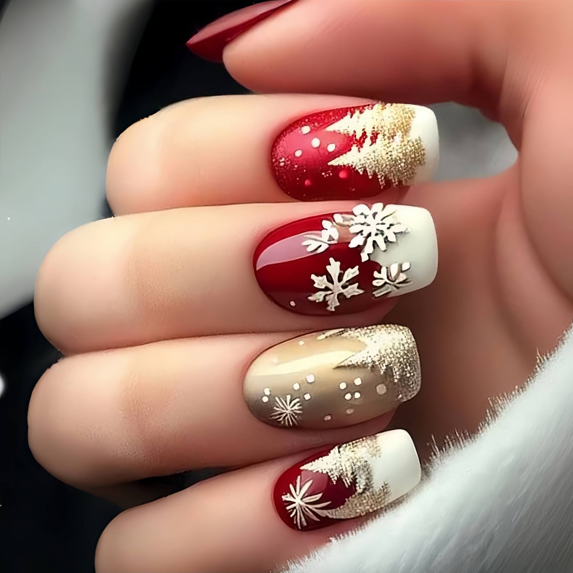 Medium fake nails for Christma - Nail Art Press On 评论和价格