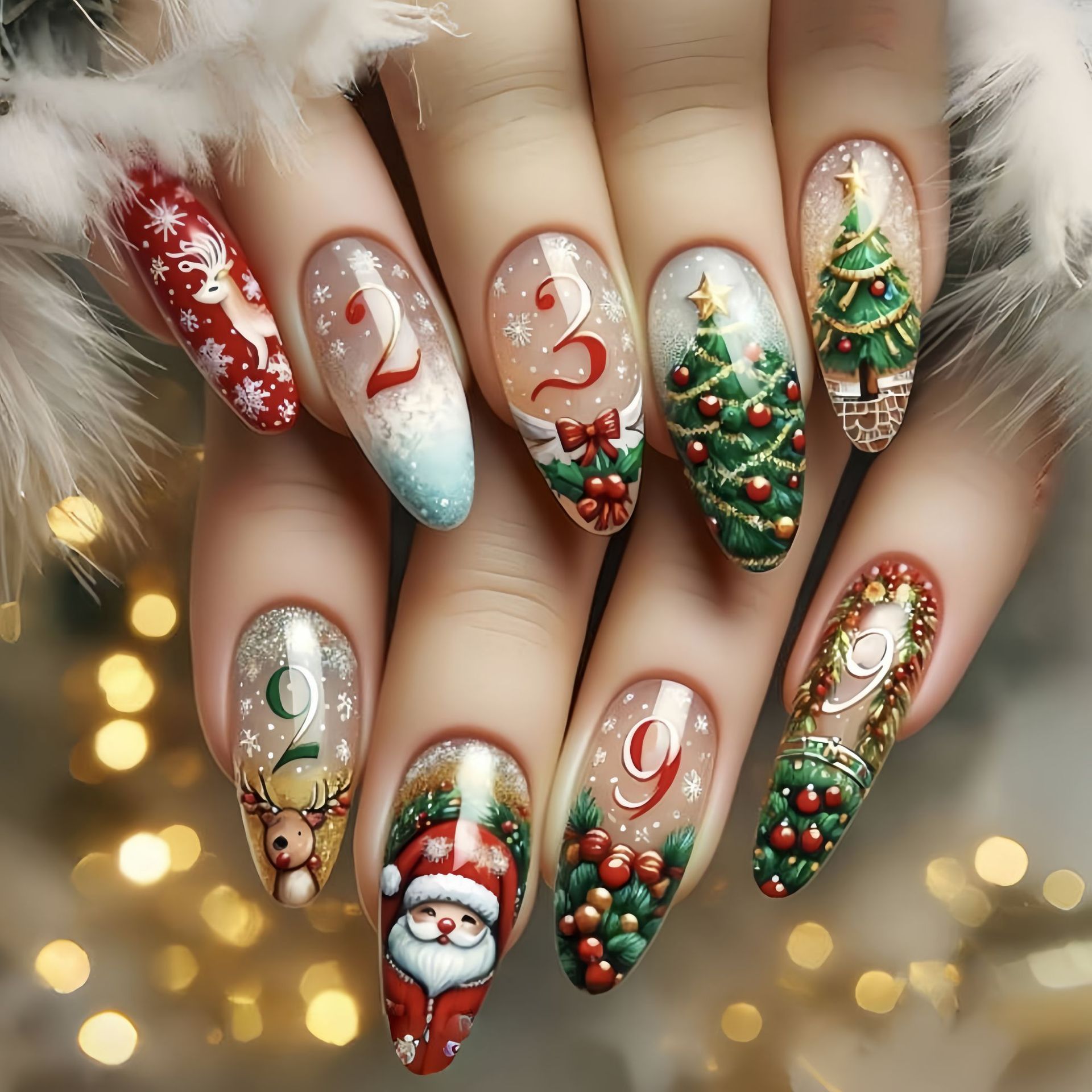 Medium fake nails for Christma - Nail Art Press On 评论和价格