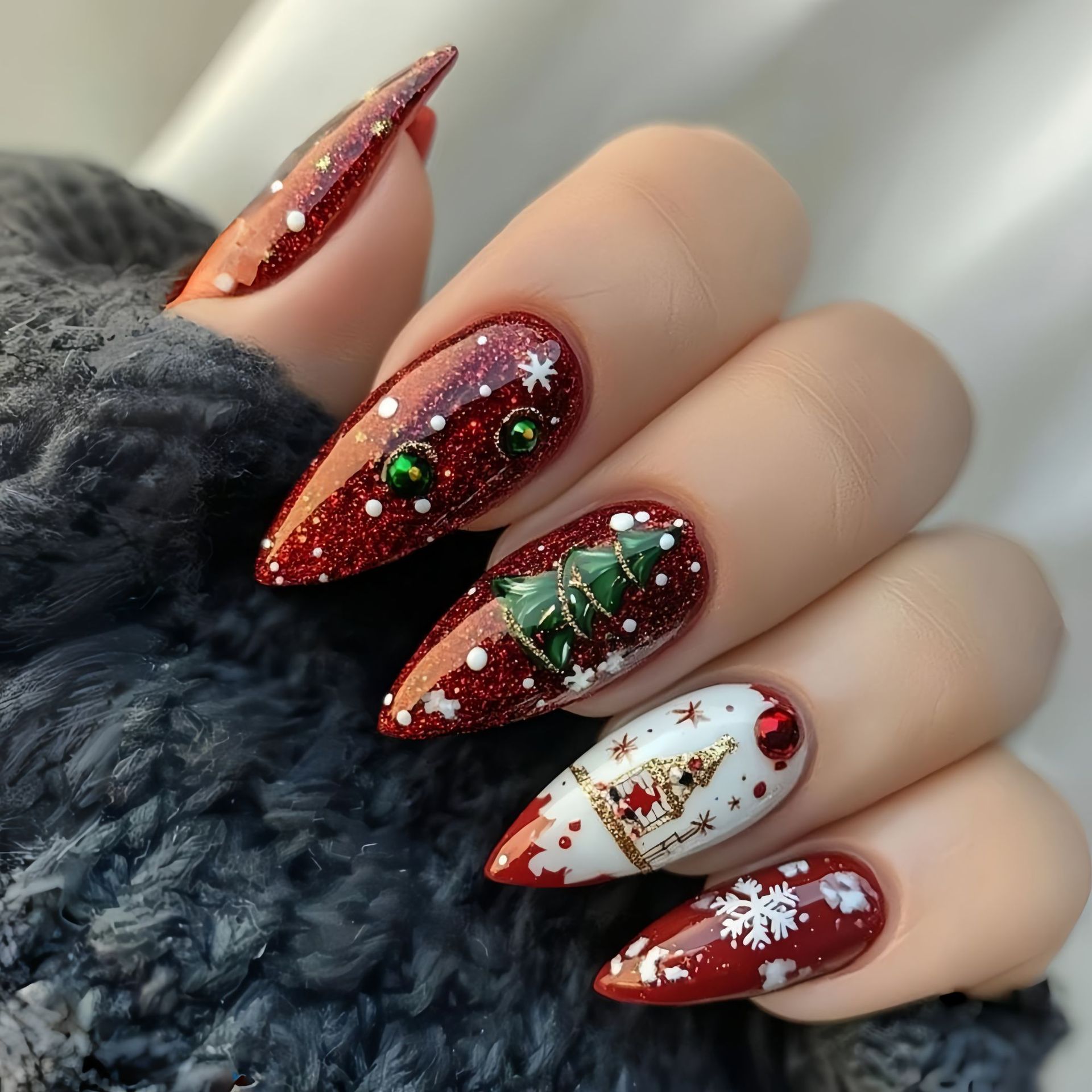 Medium fake nails for Christma - Nail Art Press On 评论和价格