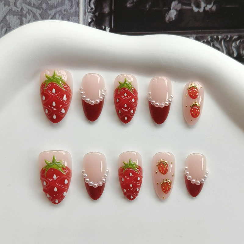 10Pcs Women French Style 3D St - Nail Art Press On 评论和价格