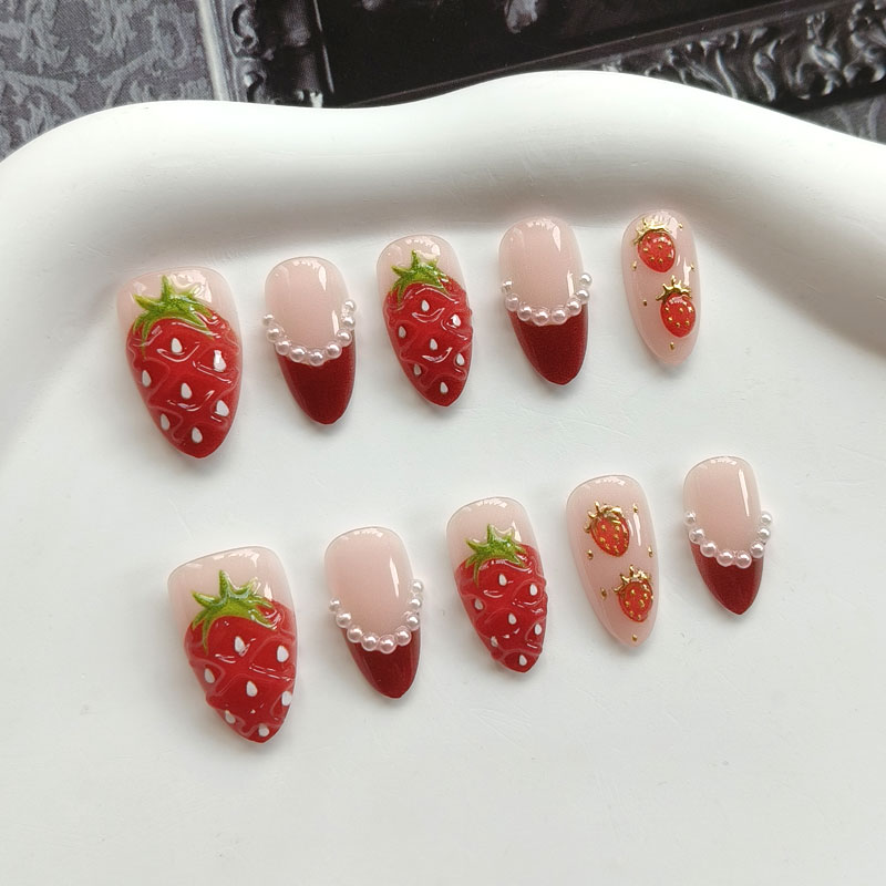 10Pcs Women French Style 3D St - Nail Art Press On 评论和价格