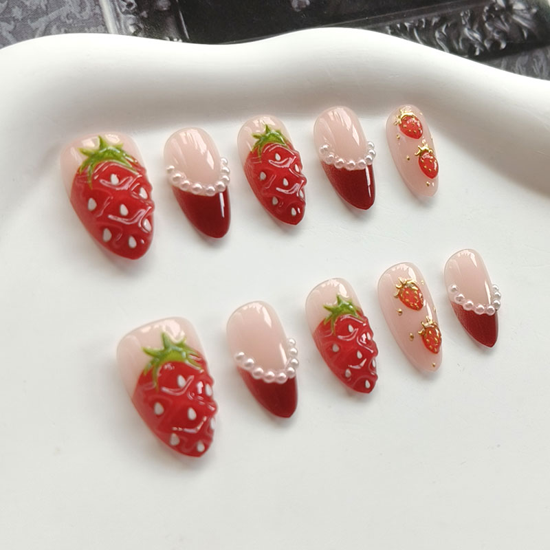 10Pcs Women French Style 3D St - Nail Art Press On 评论和价格