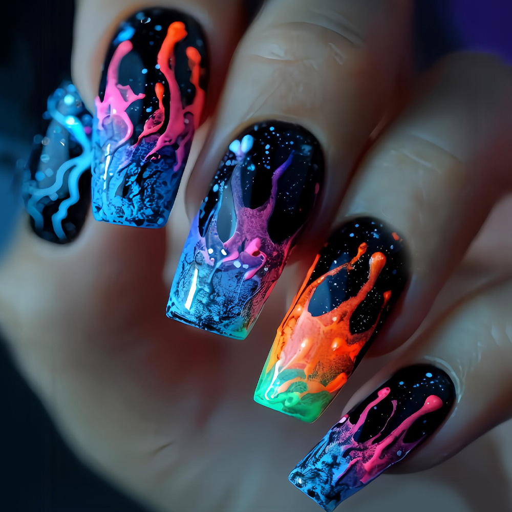 Medium fake nails for women gi - Nail Art Orange 评论和价格