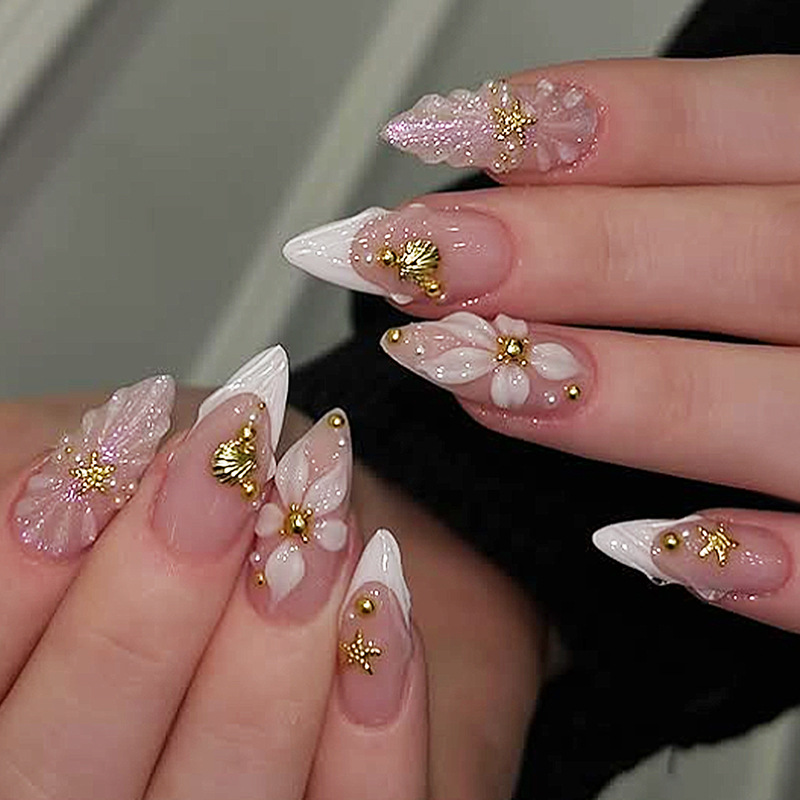 24pcs Finished Almond Press on - Nail Art Pink 评论和价格