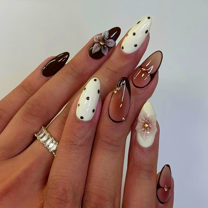 24pcs Finished Almond Press on - Nail Art Pink 评论和价格