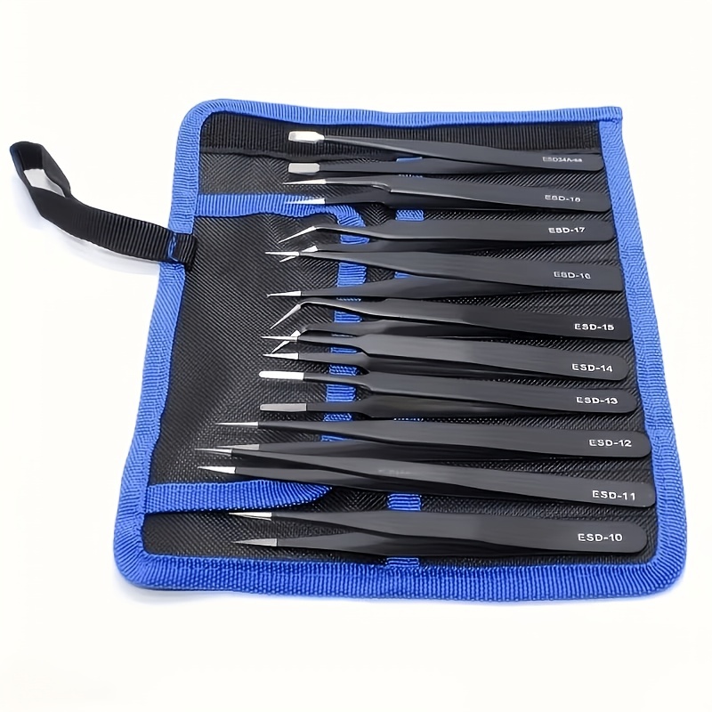 10Pcs Precision ESD Tweezers,  - Nail Art Ombre 评论和价格