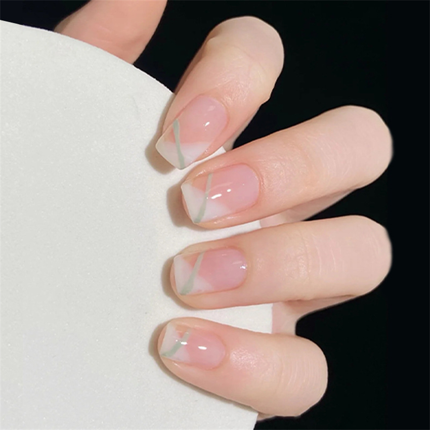 24Ps/Set Green Lattice Acrylic - Nail Art Pink 评论和价格