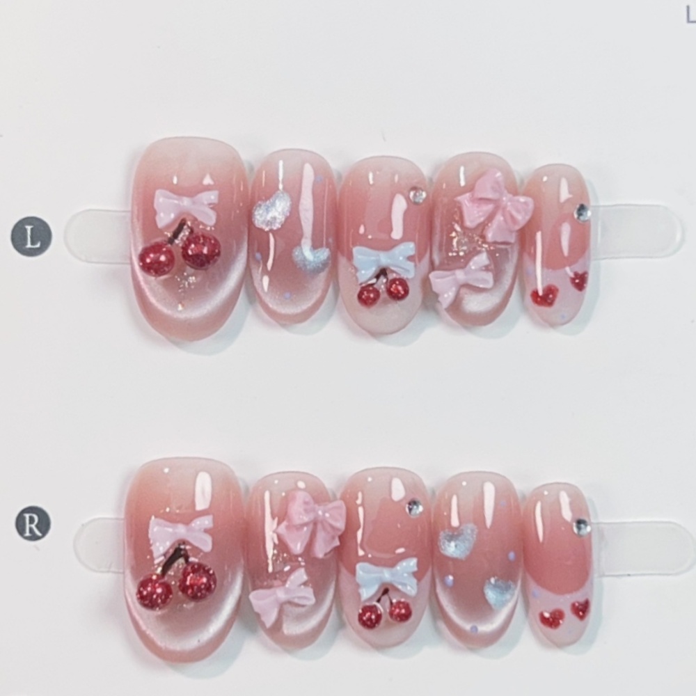 10pcs Cat's Eye Handmade Fake  - Nail Art Pink 评论和价格