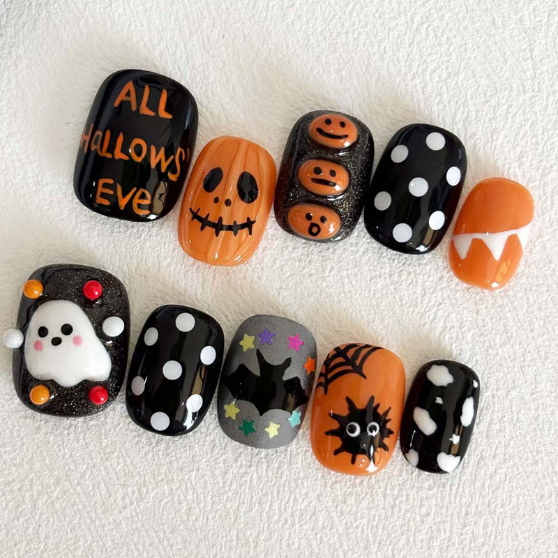 10Pcs Halloween Ghost Pumpkin  - Nail Art Press On 评论和价格