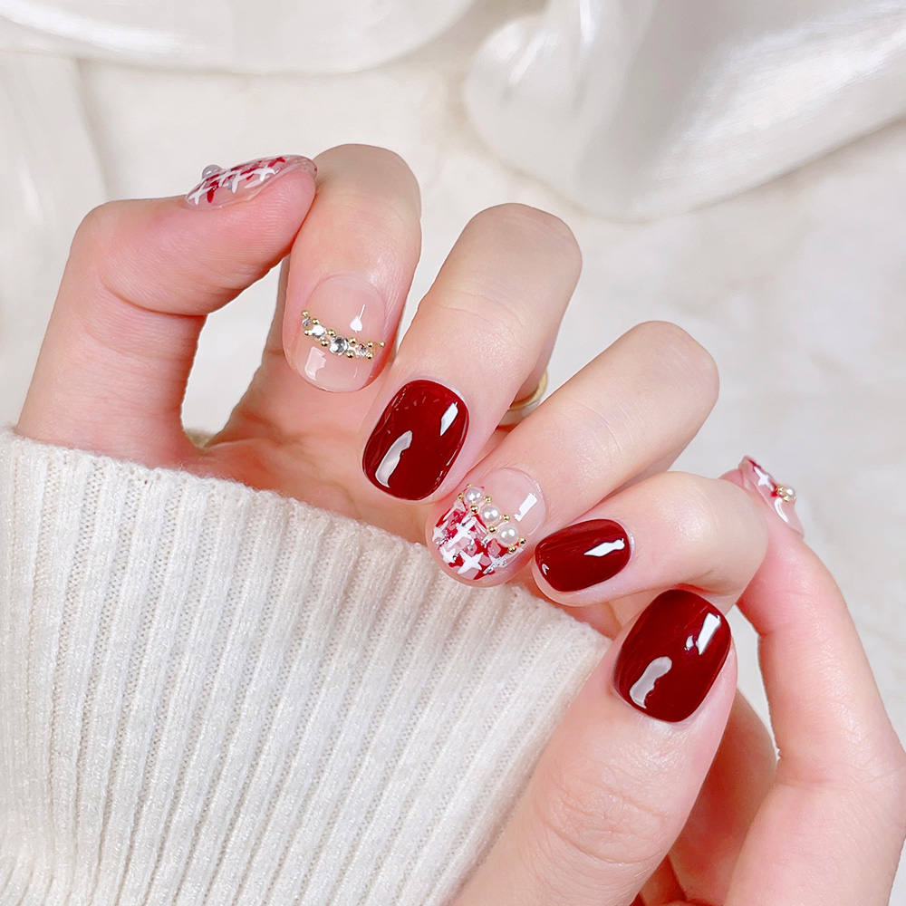10pcs Short Square Round Handm - Nail Art Press On 评论和价格