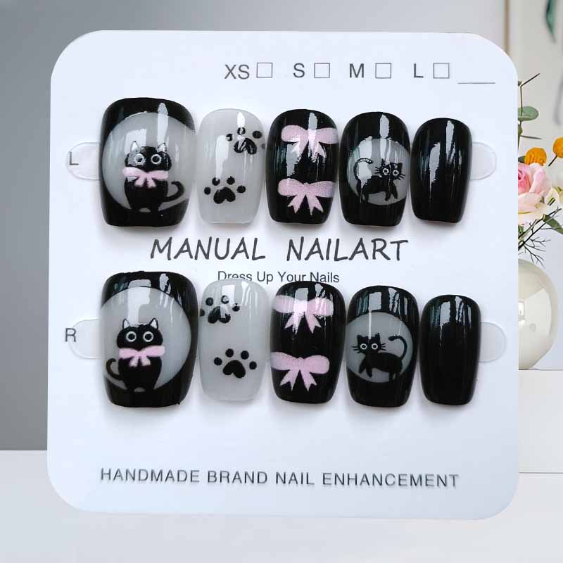 10Pcs Cute Cartoon Black Cat a - Nail Art Pink 评论和价格
