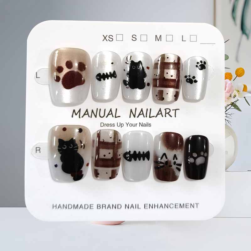 10Pcs Cute Cartoon Black Cat a - Nail Art Pink 评论和价格