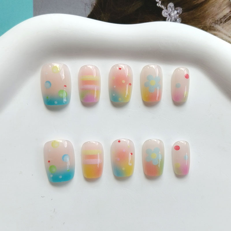 10Pcs Rainbow Bubble Gum Sweet - Nail Art Ombre 评论和价格